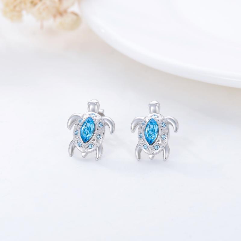 925 Sterling Silver Ocean Theme Sea Turtle Stud Earrings Jewelry