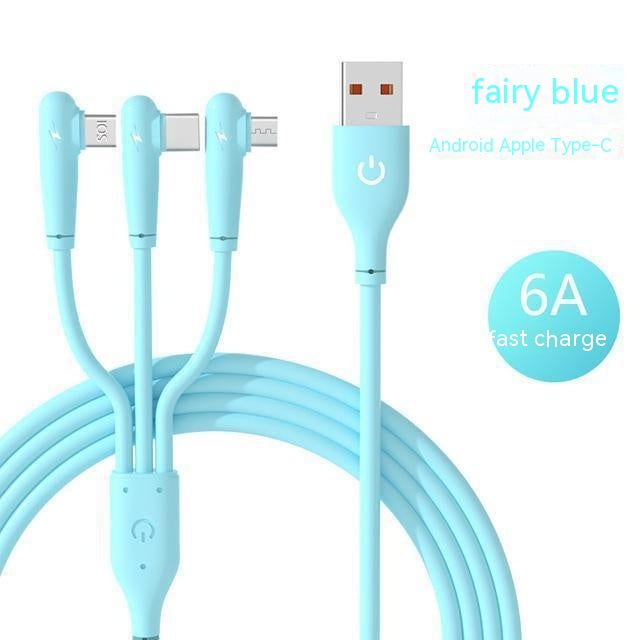 6A Super Fast Charge One-to-three Elbow Data Cable