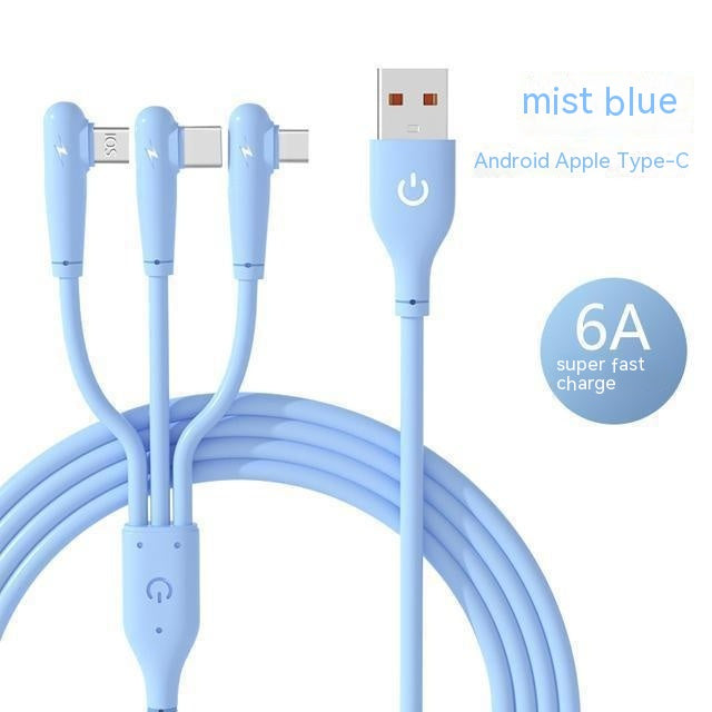 6A Super Fast Charge One-to-three Elbow Data Cable