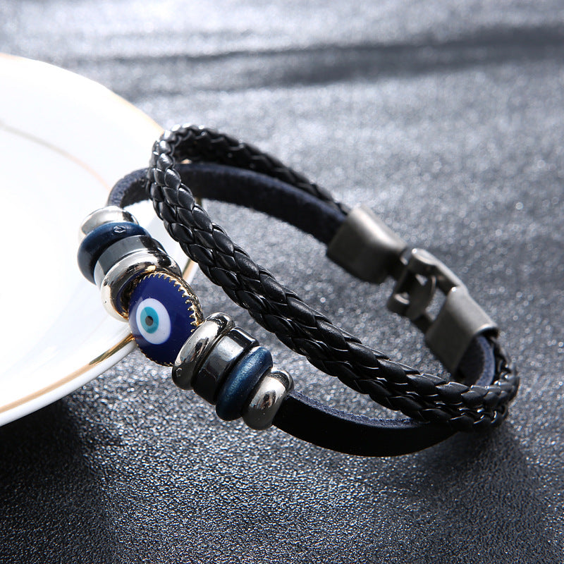 Vintage Dripping Beaded Blue Eye Bracelet