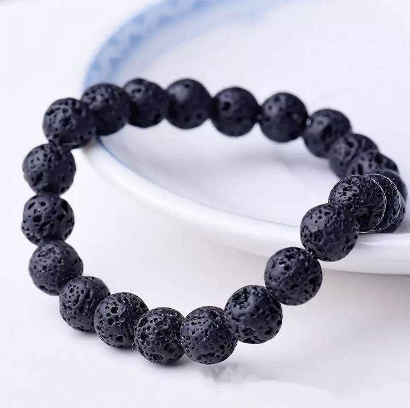 Black Agate Volcanic Rock Bracelet