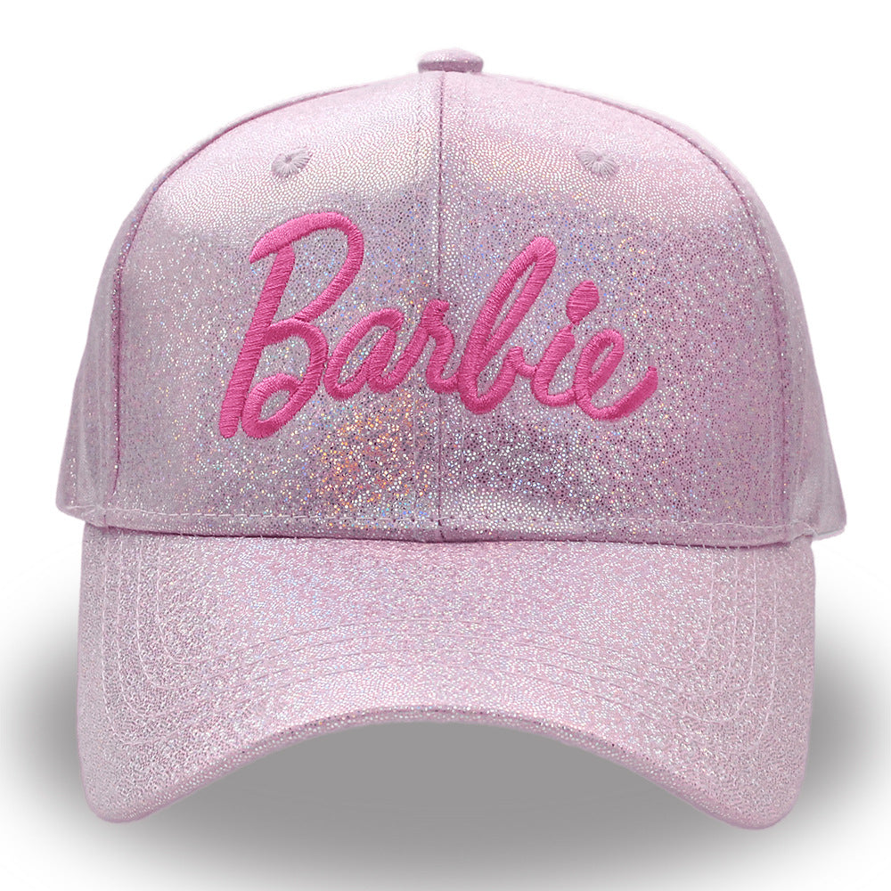 New Laser Colorful Barbie Girl Baseball Cap Pink Embroidered Letter Hat Casual Fashion Cap