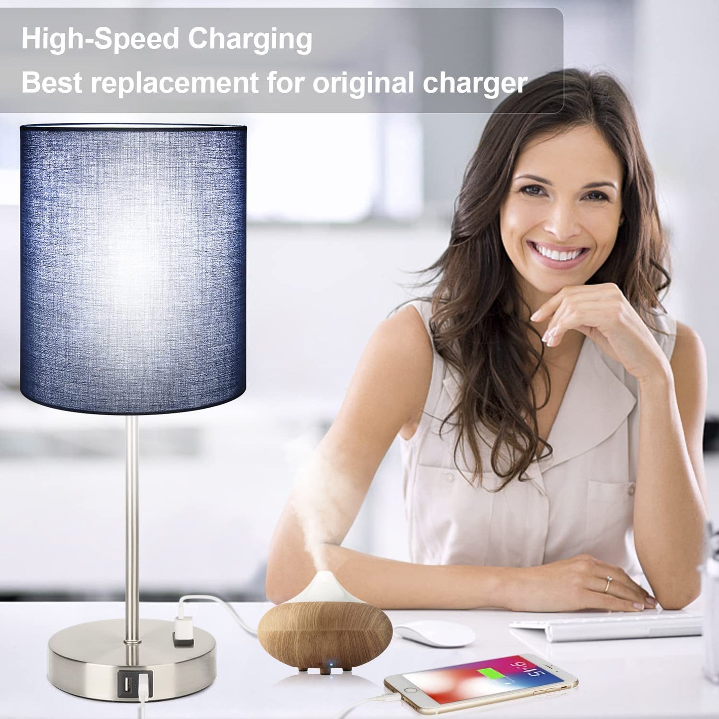 USB Mobile Phone Rechargeable Light Body Touch Switch Table Lamp New Cloth Cover Home Office