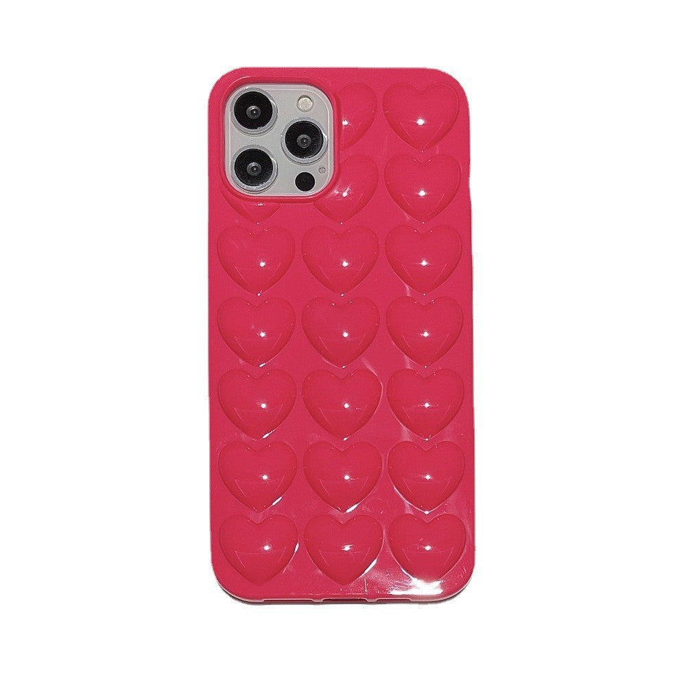 Coque de téléphone portable coeur stéréo de couleur unie