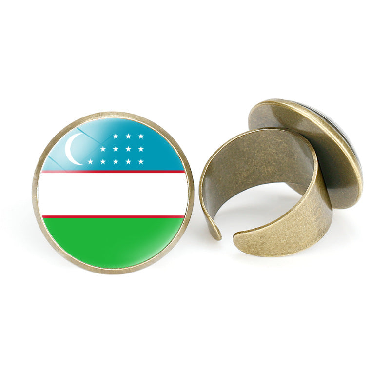 Asian National Flags Vintage Open Ring