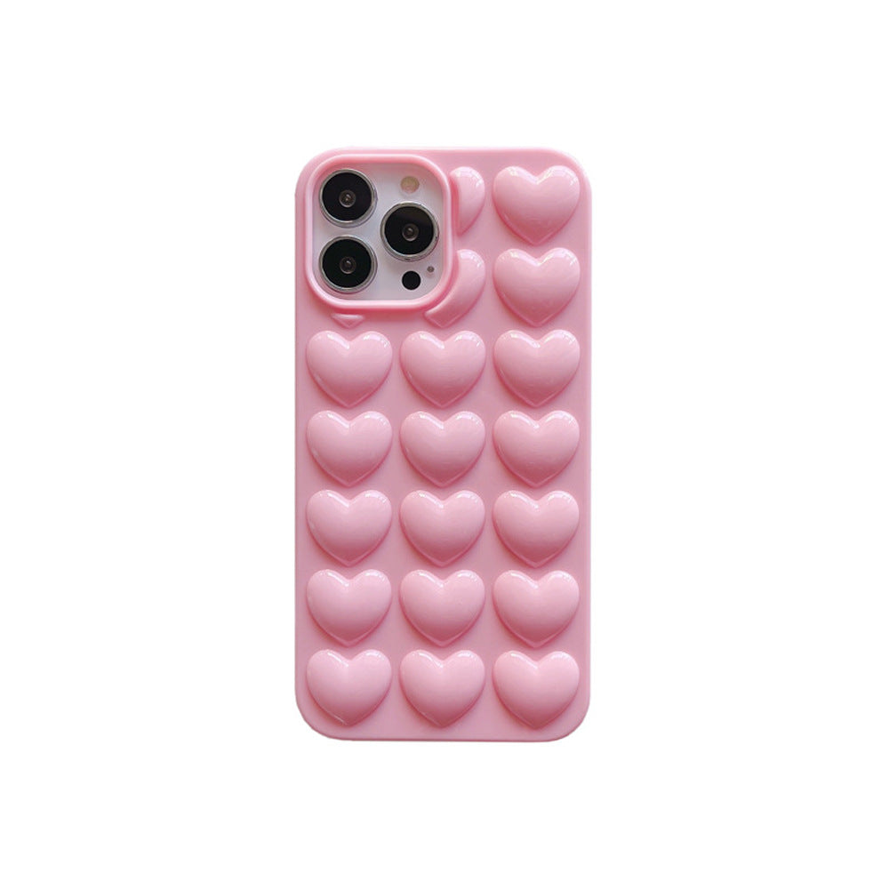 Coque de téléphone portable coeur stéréo de couleur unie