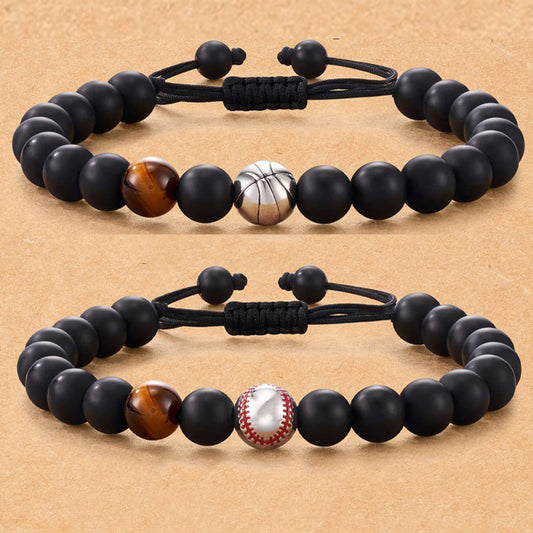 Bracelet tissé de perles de football pour hommes