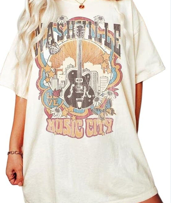 OVERSIZE Printed Colored Cotton T-shirt