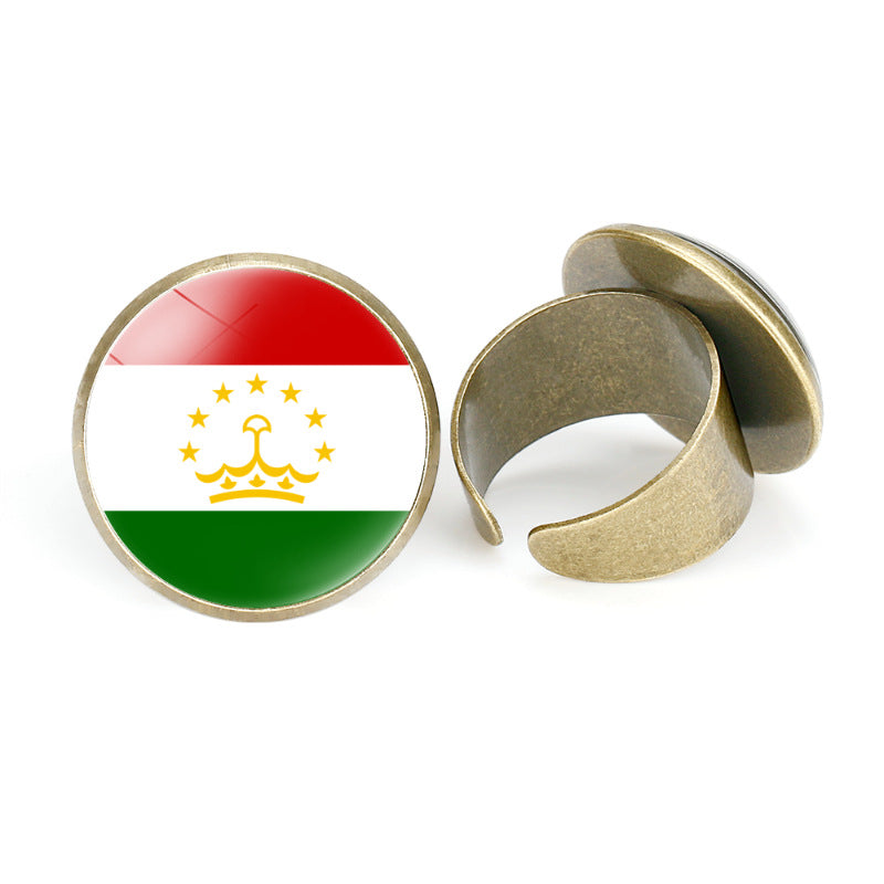 Asian National Flags Vintage Open Ring