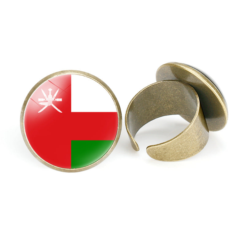 Asian National Flags Vintage Open Ring