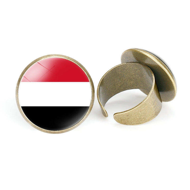 Asian National Flags Vintage Open Ring