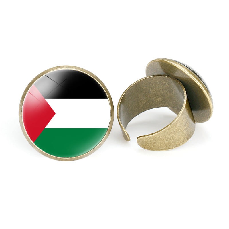 Asian National Flags Vintage Open Ring