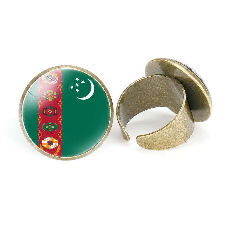 Asian National Flags Vintage Open Ring