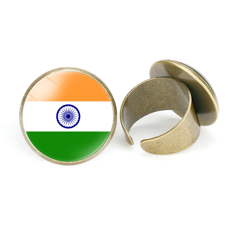 Asian National Flags Vintage Open Ring