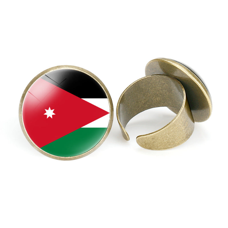 Asian National Flags Vintage Open Ring