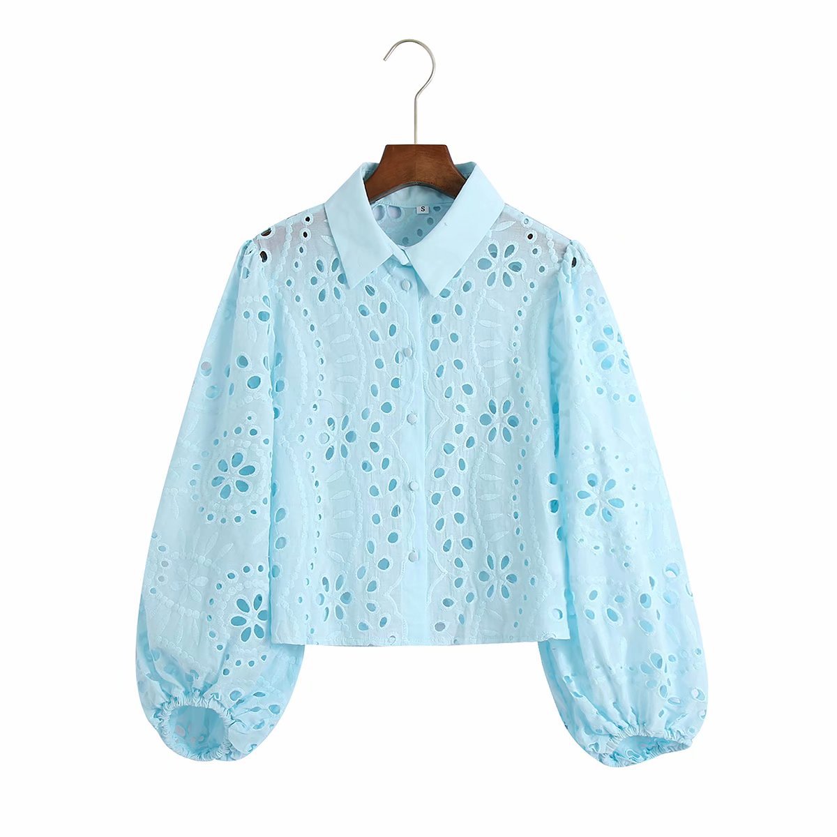 Women's Long-sleeved Hollow Embroidered Shirt