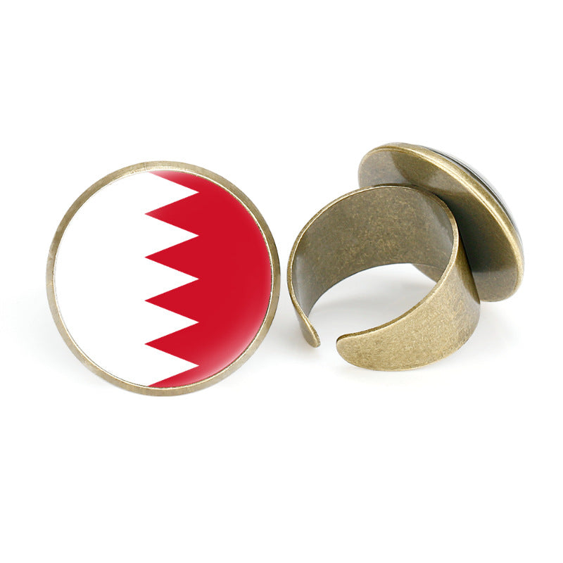 Asian National Flags Vintage Open Ring