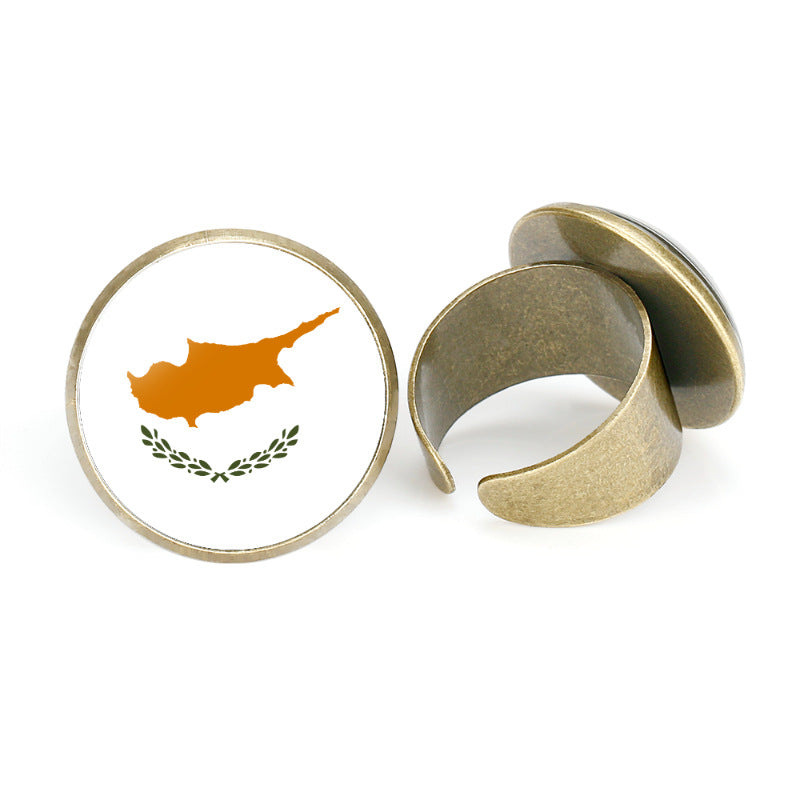 Asian National Flags Vintage Open Ring