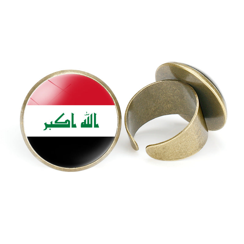 Asian National Flags Vintage Open Ring