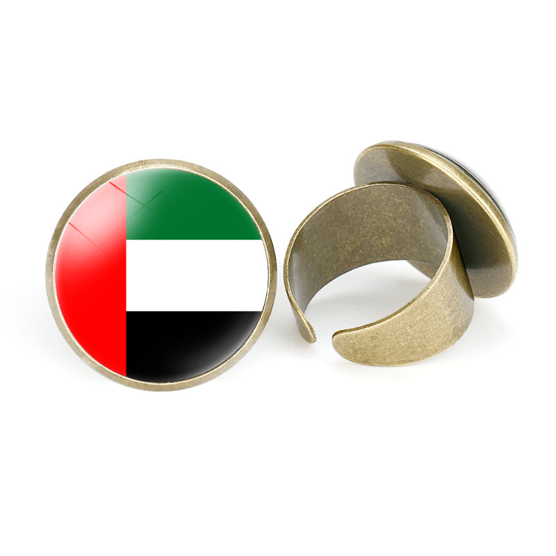 Asian National Flags Vintage Open Ring