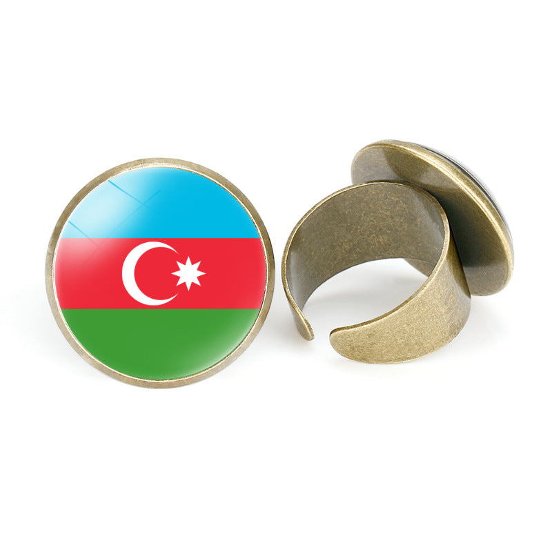 Asian National Flags Vintage Open Ring