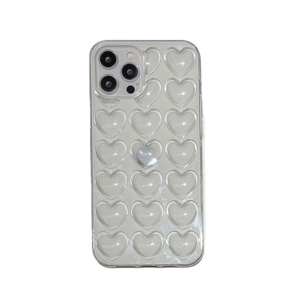 Coque de téléphone portable coeur stéréo de couleur unie