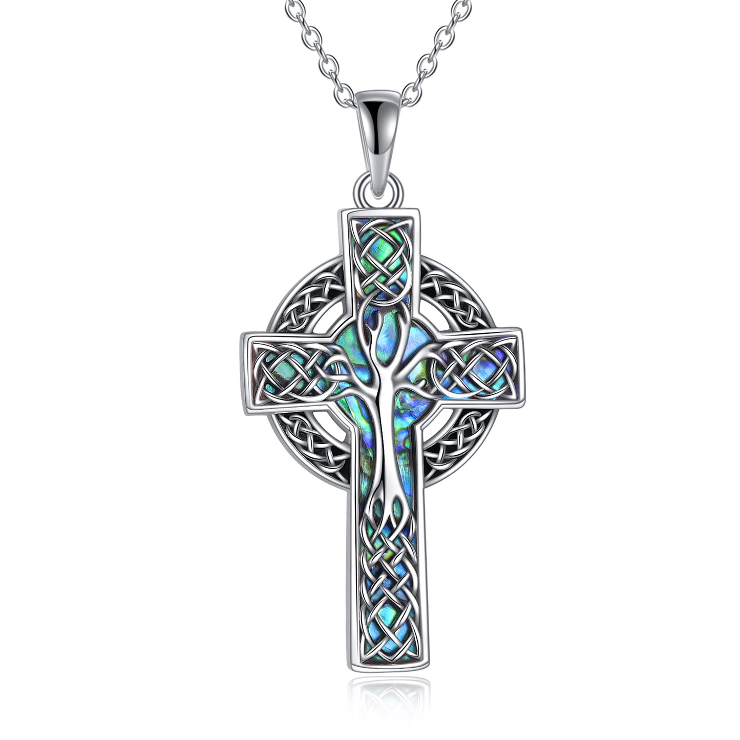 Collier pendentif croix celtique en argent Sterling 925, ormeau, bijoux cadeaux