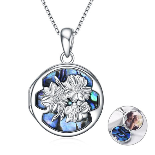 Collier médaillon photo fleur personnalisé pendentif photo en argent sterling 925