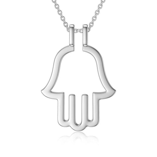 Collier avec pendentif porte-bague main Hamsa en argent sterling