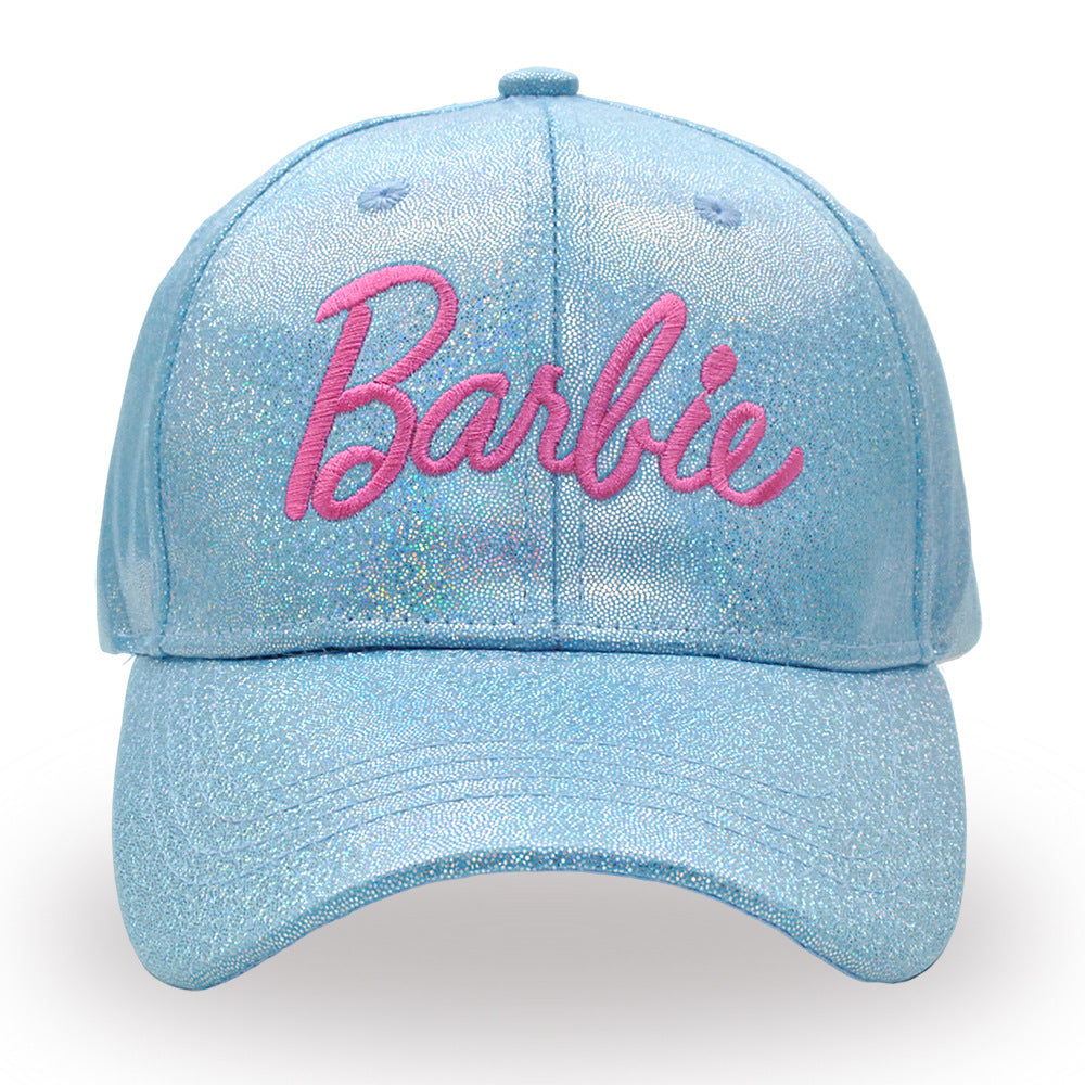 New Laser Colorful Barbie Girl Baseball Cap Pink Embroidered Letter Hat Casual Fashion Cap