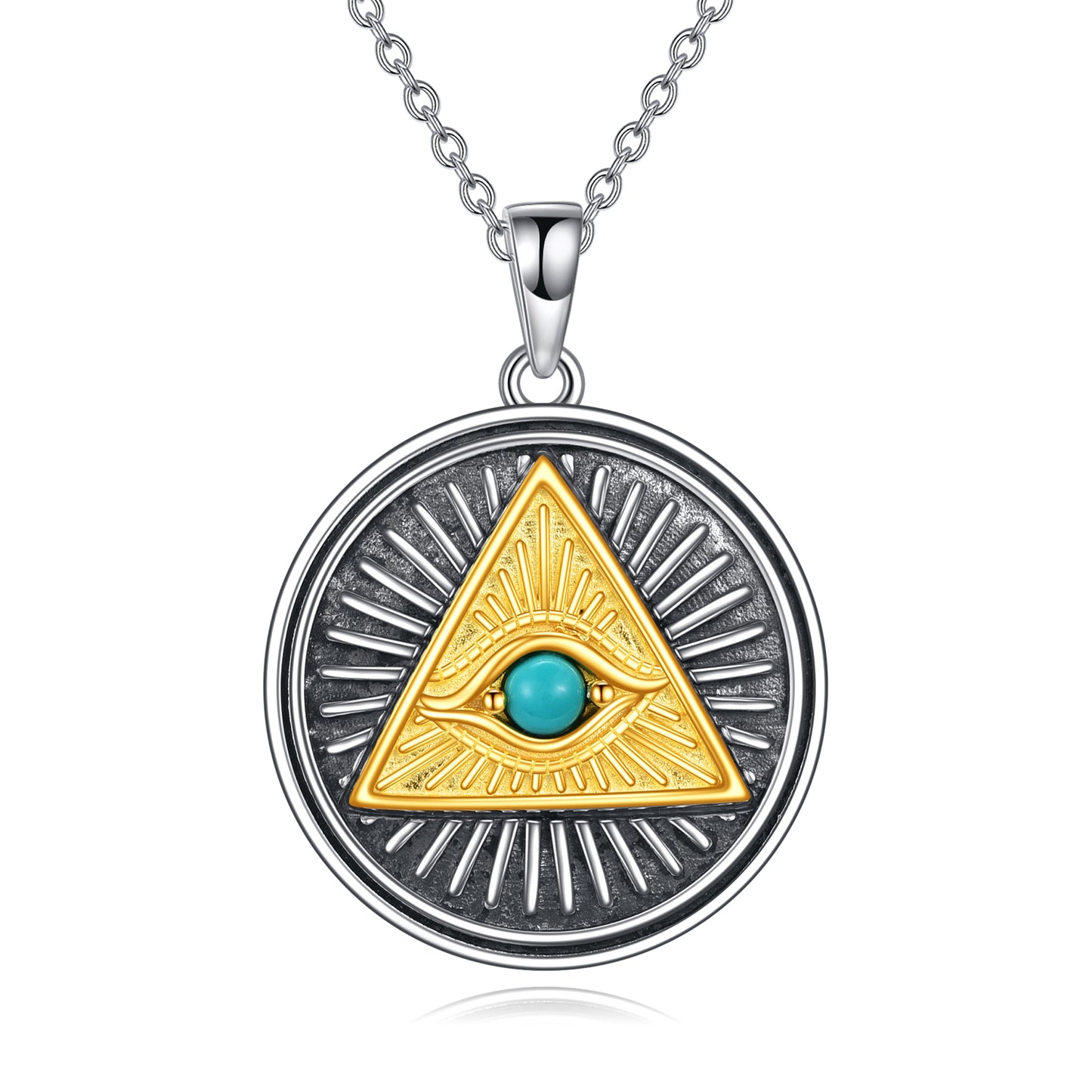 Collier pendentif oeil d'Horus en argent sterling pyramide bijoux égyptiens